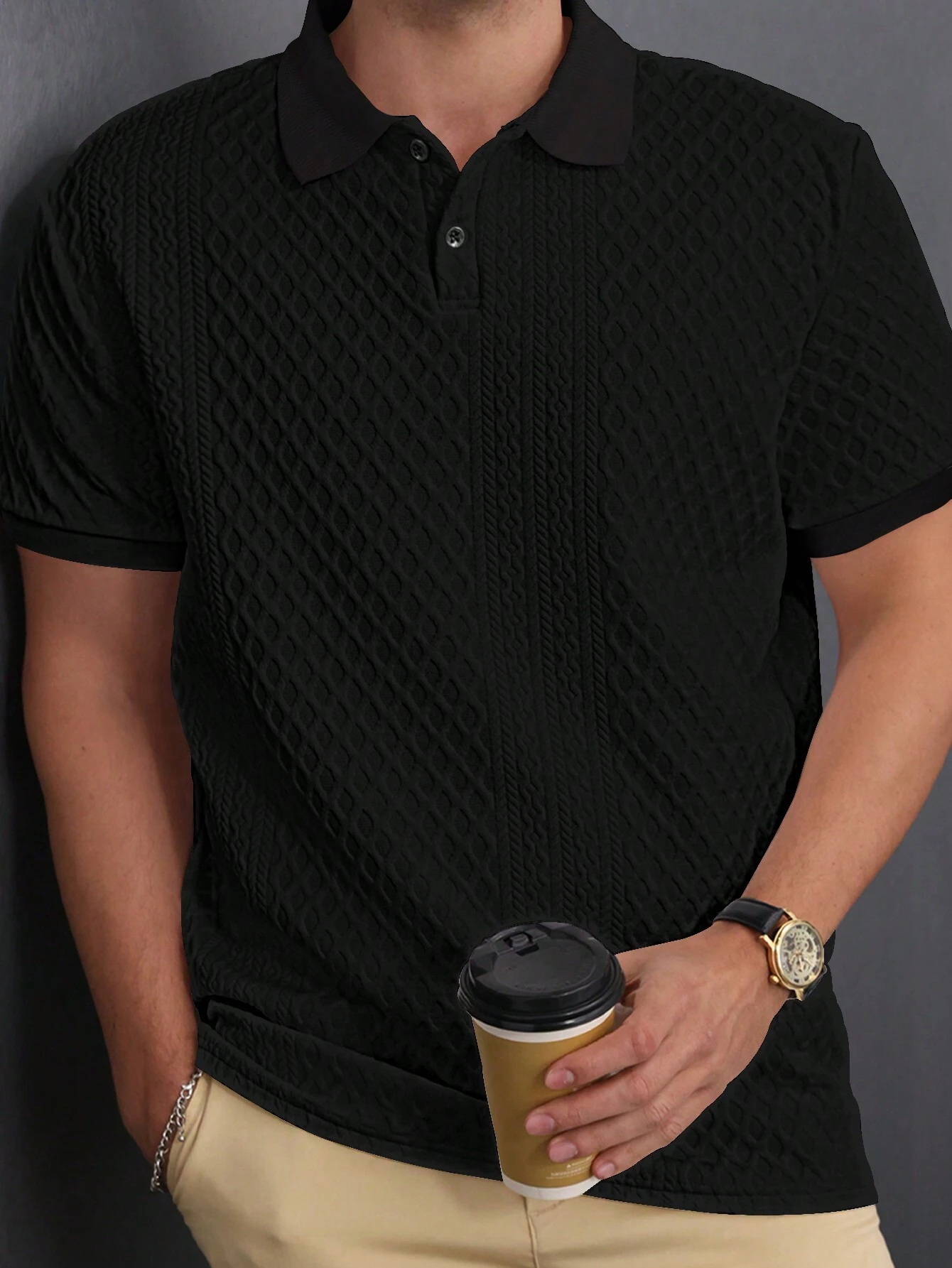 (Kit com 4) Camisas Polo Texturizadas